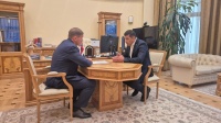 Встреча Председателя Национального банка РЮО Сослана Бекоева и заместителя Председателя Банка России Сергея Белова